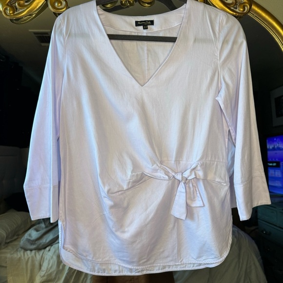 Massimo Dutti lavender v neck 3/4 sleeve tie waist blouse size 6 - Picture 2 of 8